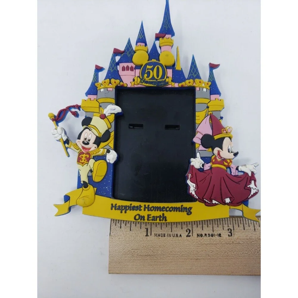 Disneyland 50th Photo Picture Frame Rubber Micky Minnie Mouse Homecoming Disney